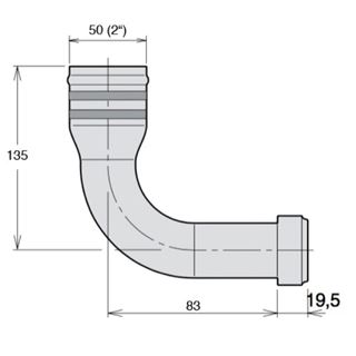 Bild von Sauganschluss 90°/ 50 mm