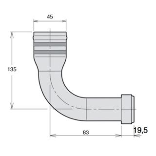 Bild von Sauganschluss 90°/ 45 mm