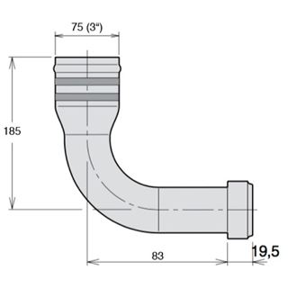 Bild von Sauganschluss 90°/ 75 mm