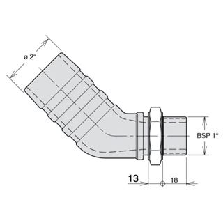Bild von Sauganschluss 45°/ BSP 1"