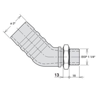 Bild von Sauganschluss 45°/ BSP 1 1/4"